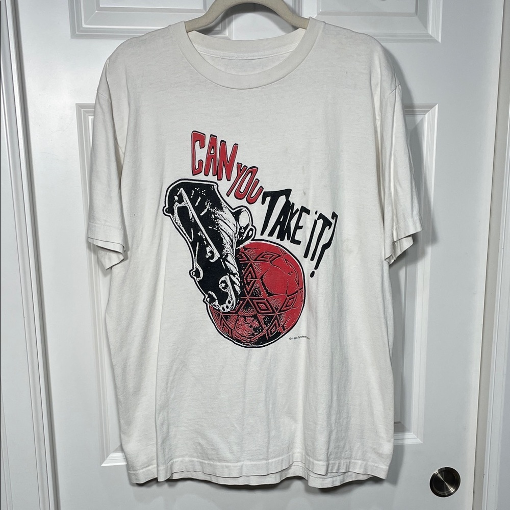 Tandem Sport 1998 Graphic Tee Shirt Size Large White Short Sleeve Vintage